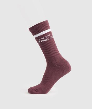 Pánské Ponožky Gymshark Social Club Double Stripe 1pk Růžové Hnědé Bílé | CZ 3040EBC